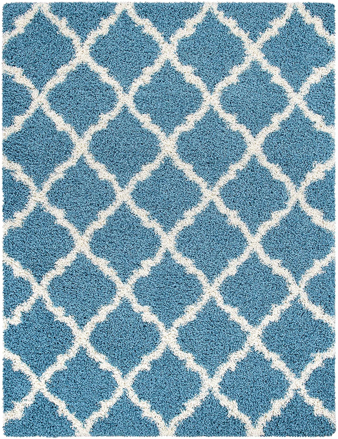 Turquoise Blue White Soft Shag Area Rugs