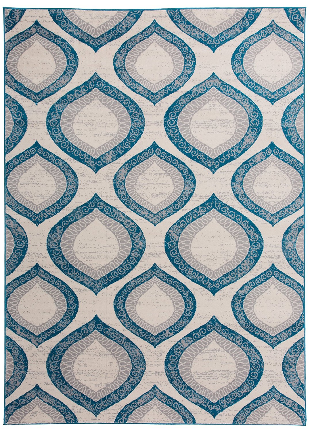 Trellis Cream Teal Blue Area Rug