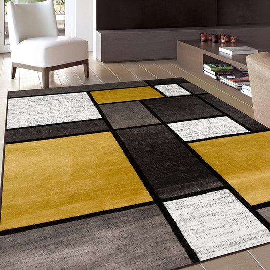 Modern Yellow Gray White Area Rug