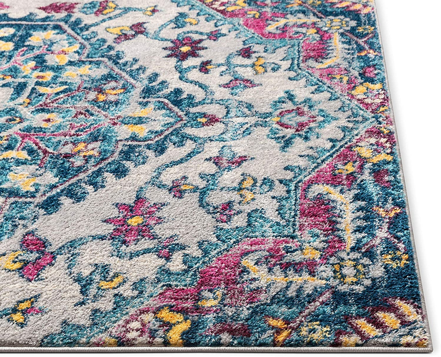 Adeline Bohemian Vintage Medallion Blue Multicolor Area Rug