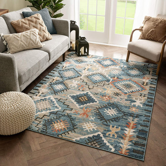 Blue Moroccan Tribal Soft Area Rug