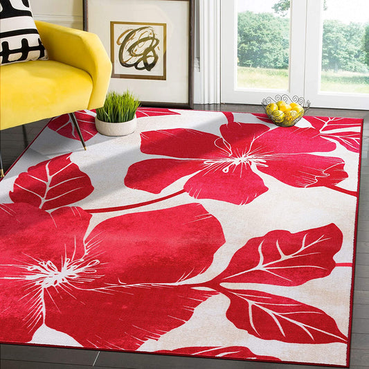 Floral Soft Area Rug - Non Slip Large Flower Carpet for Indoor Rug