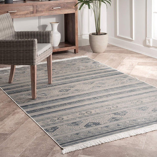 Roseline Vintage Tribal Area Rug, Blue