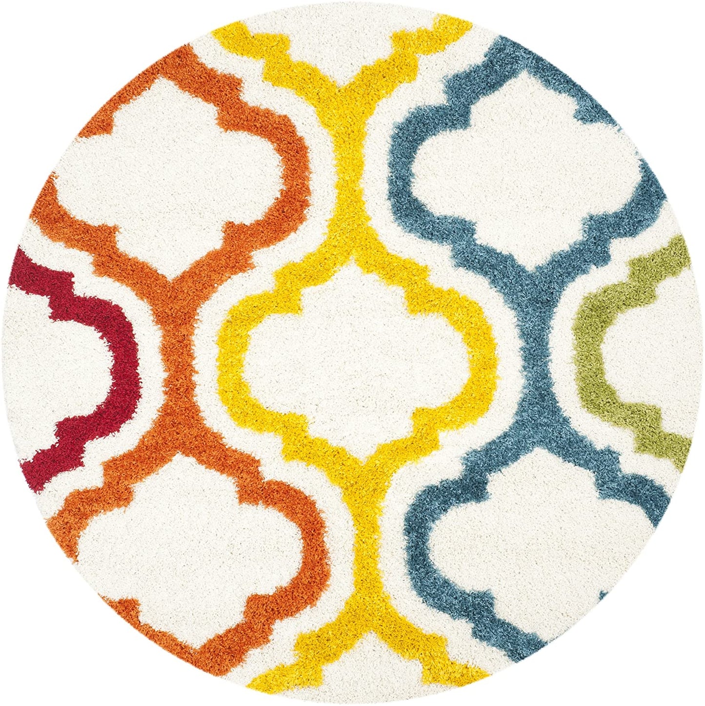 Kids Shag Collection Rainbow Entryway Plush 2-inch Thick Area RugIvory / Multi