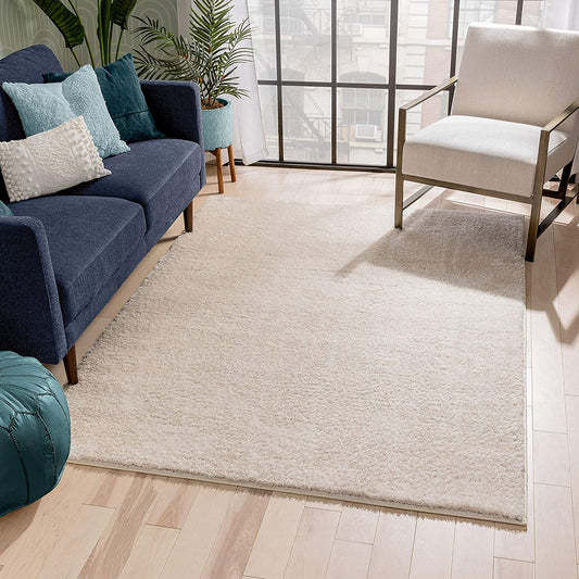 Ciel Beige Ultra-Soft Multi-Textured Shimmer Pile Area Rug