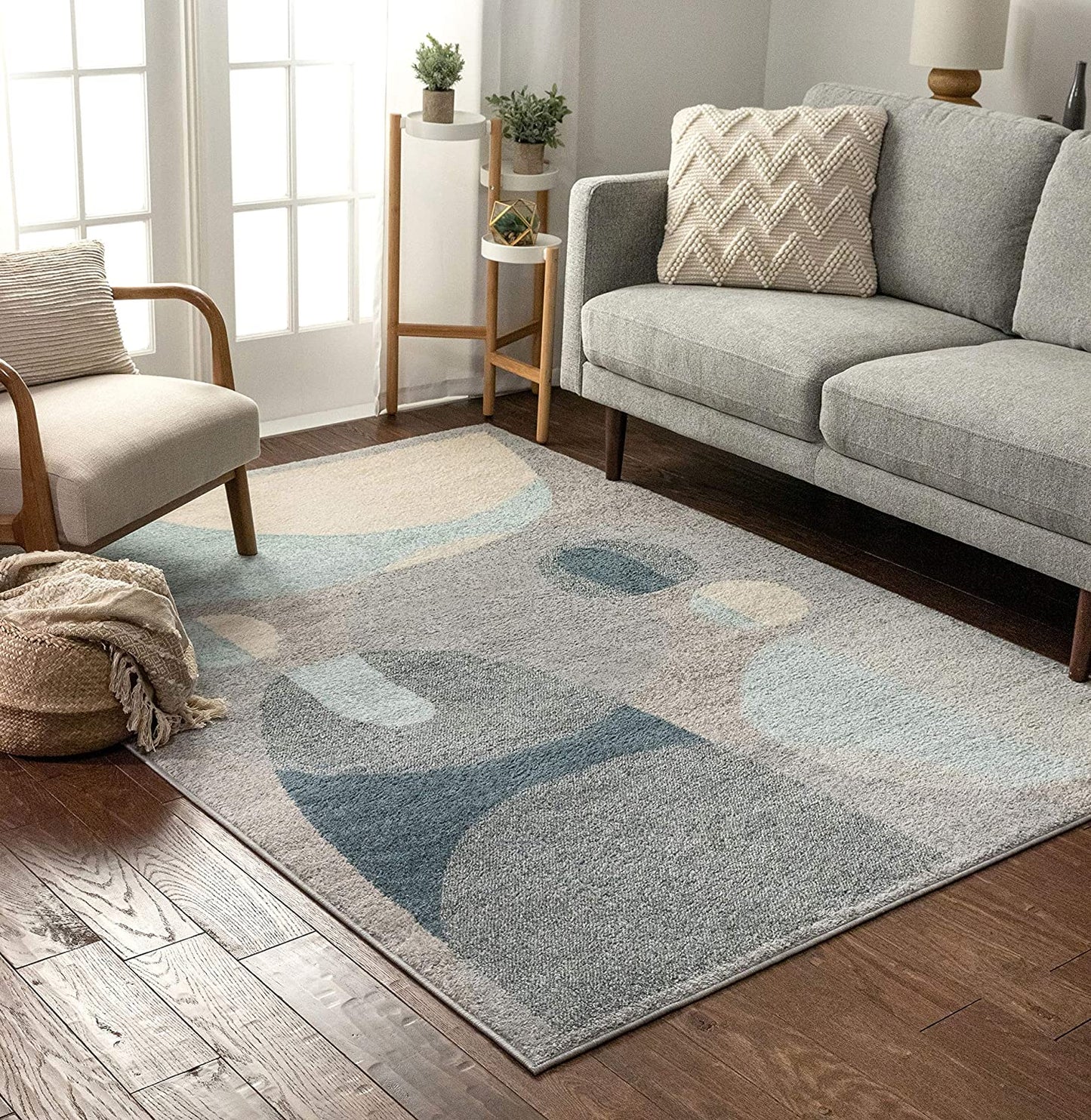 Modern Art Abstract Blue Grey Soft Area Rug