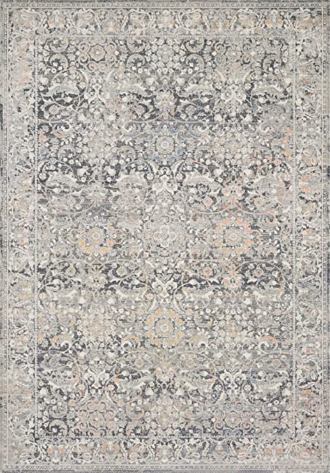 Loloi II Lucia Collection LUC-01 Grey / Sunset, Transitional 7'-9" x 10'-6" Area Rug