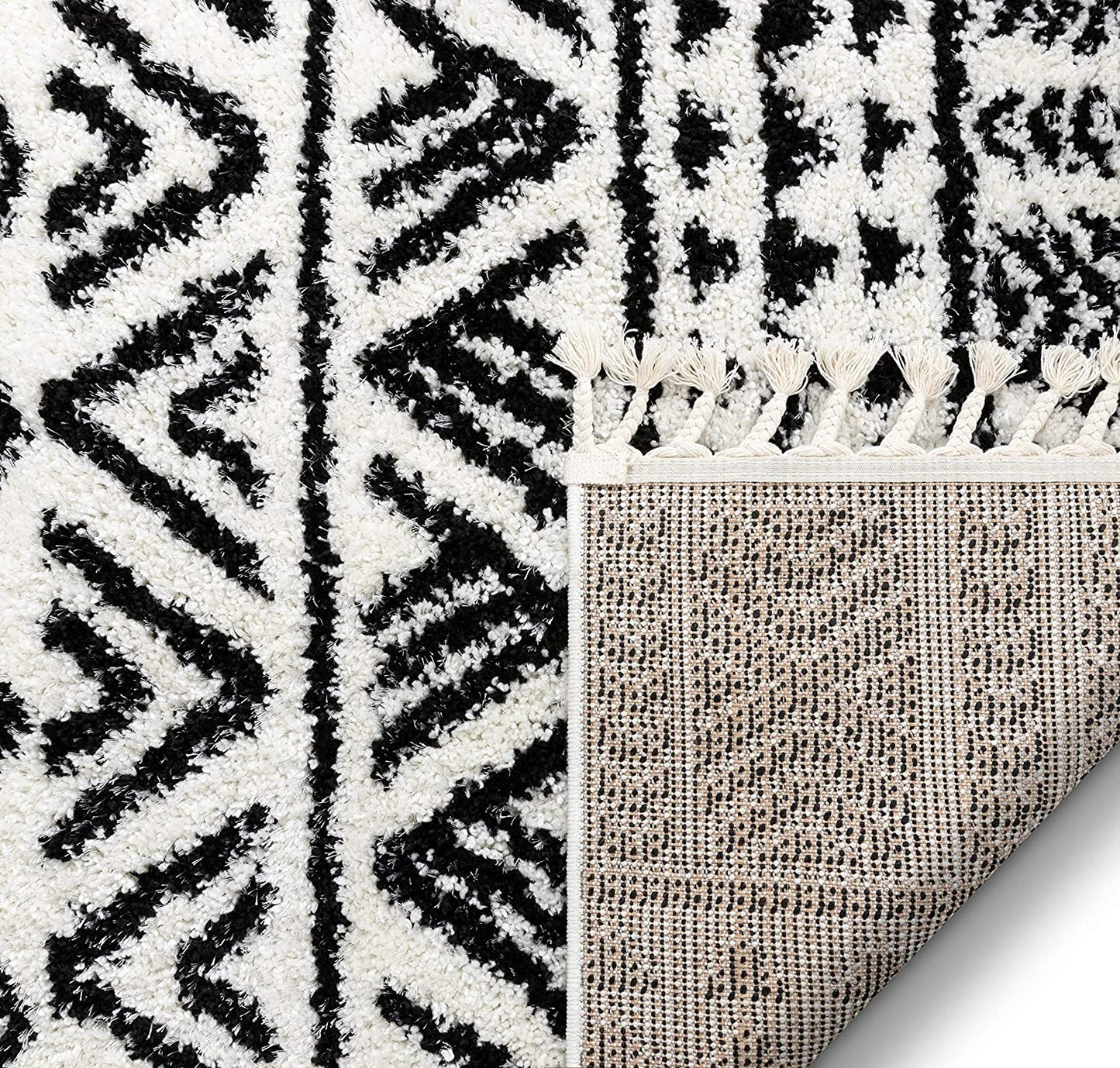 Tessa Ivory Moroccan Shag Diamond Trellis Pattern Soft Area Rug