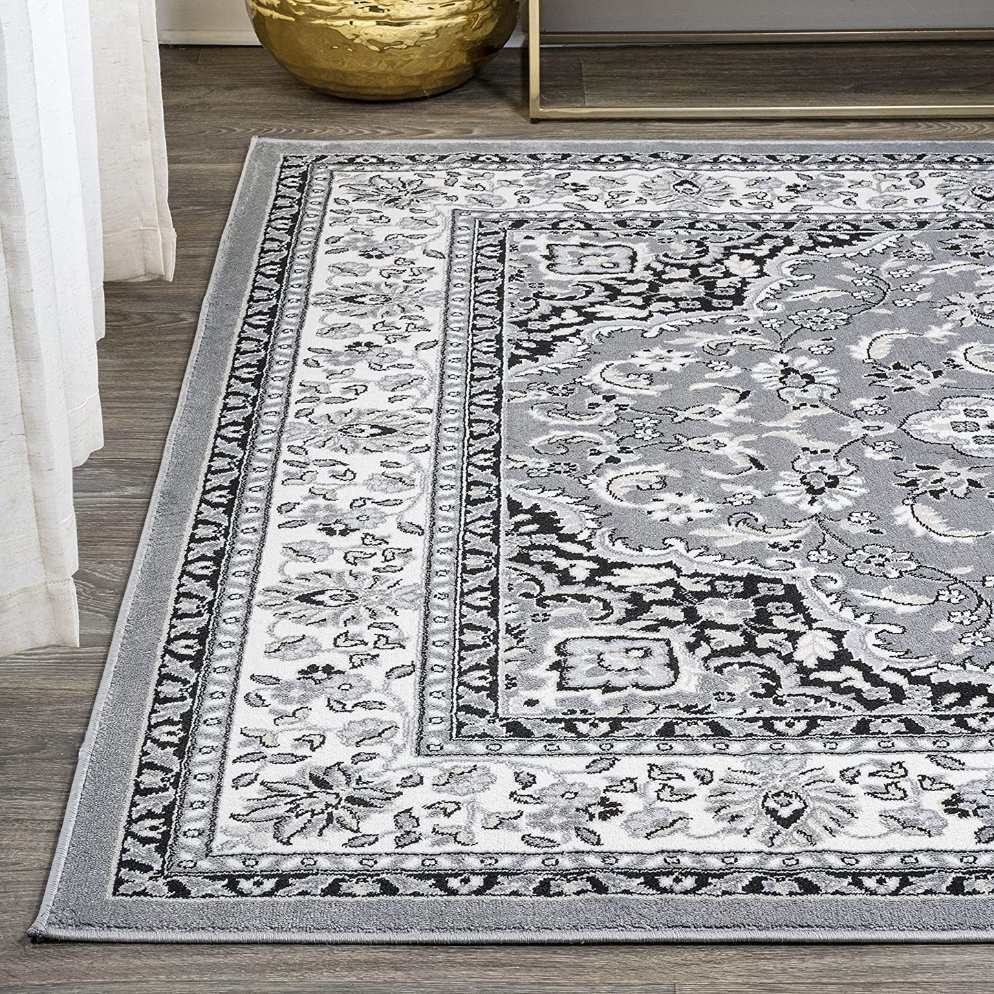Palmette Modern Persian Floral Soft Area Rug  Blue/Navy