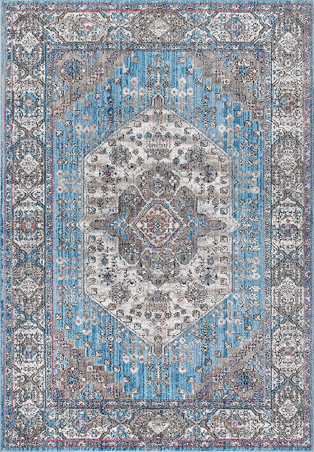 Kesan Vintage Medallion Blue Soft Area Rug