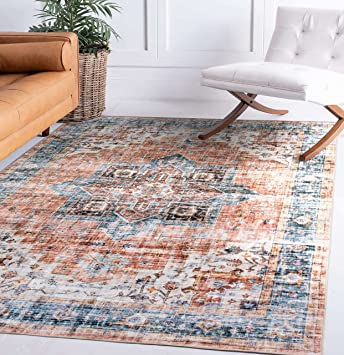 Bohemian Distressed Machine Washable Non Slip Area Rug