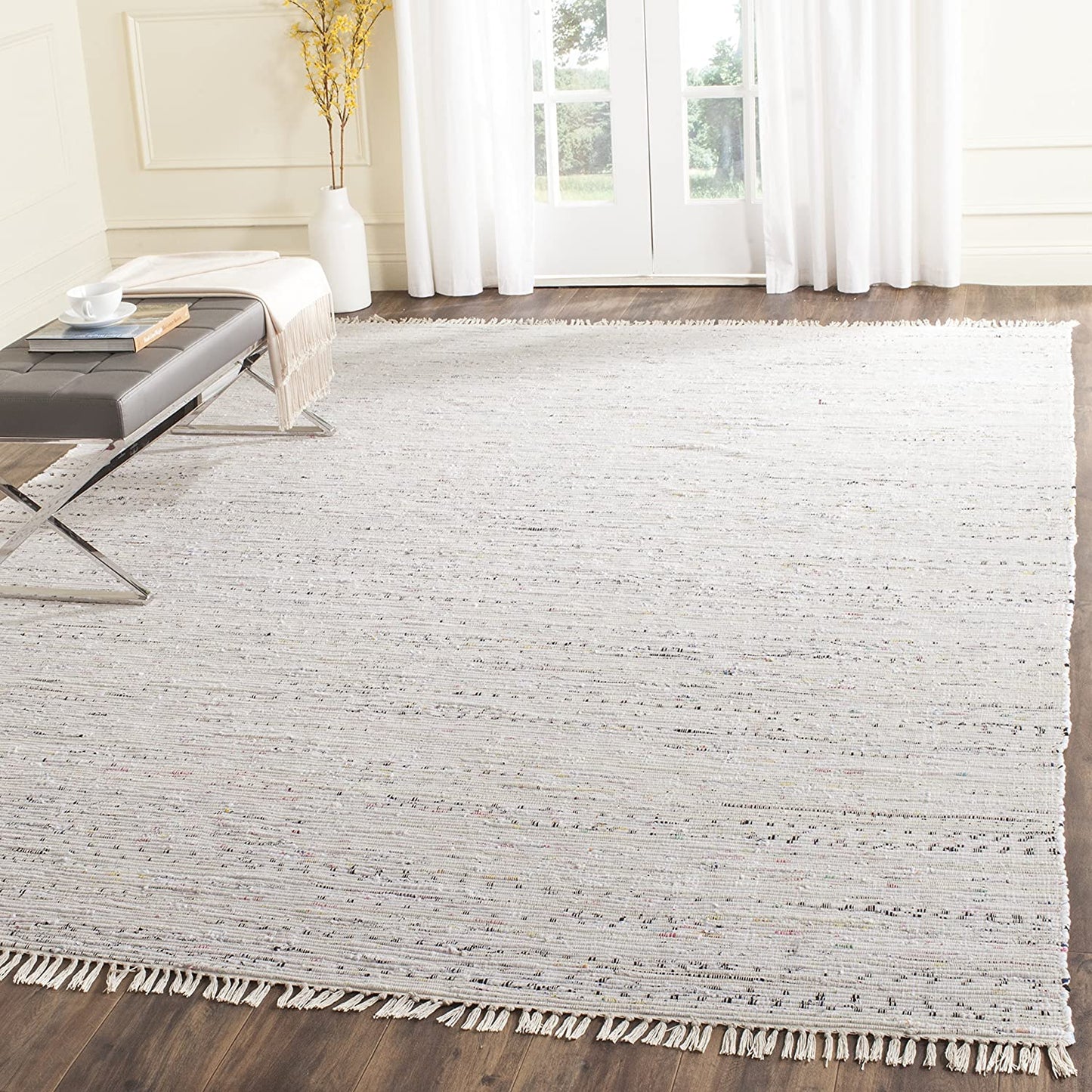 Hand Woven Ivory and Multi Cotton Area Rug