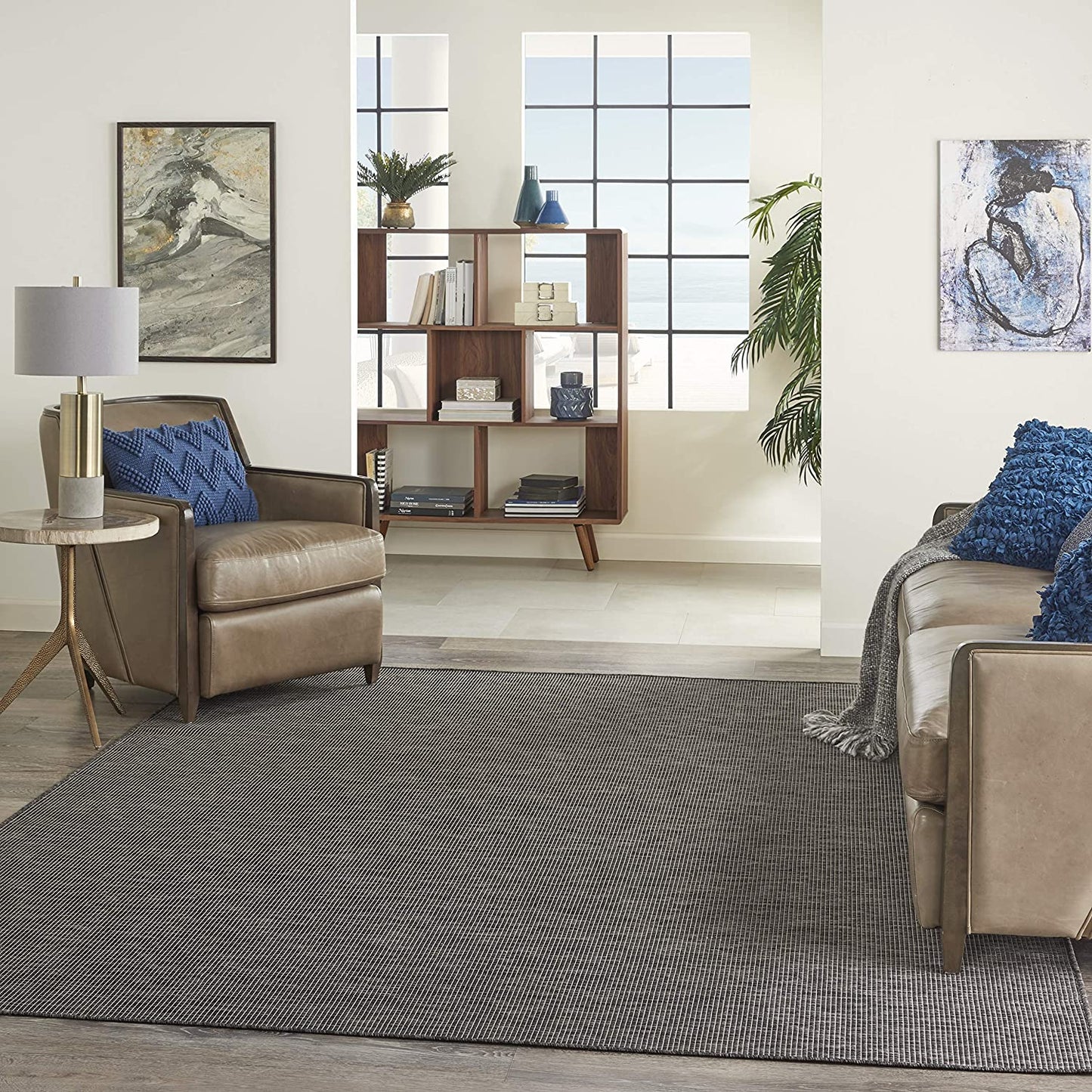 Flat-Weave Indoor/Outdoor Charcoal Soft Area Rug