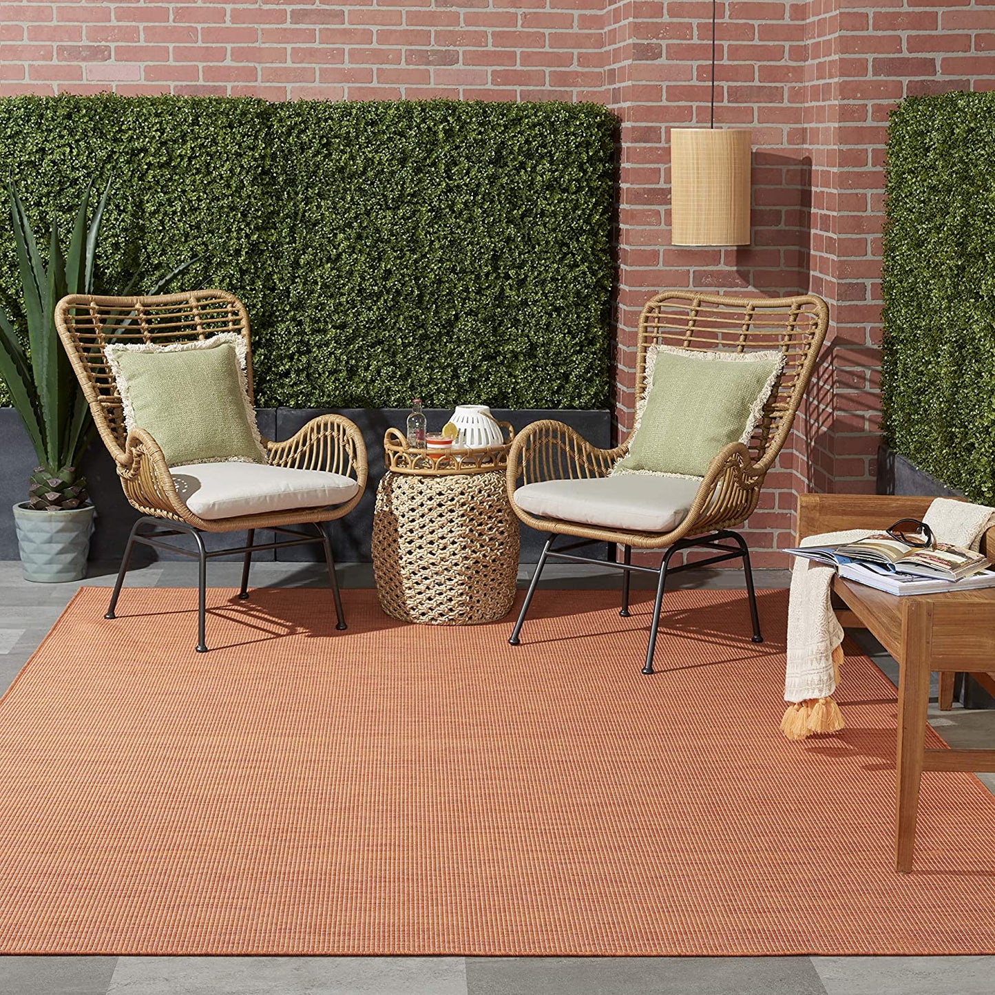 Flat-Weave Indoor/Outdoor Terracotta  Soft Area Rug
