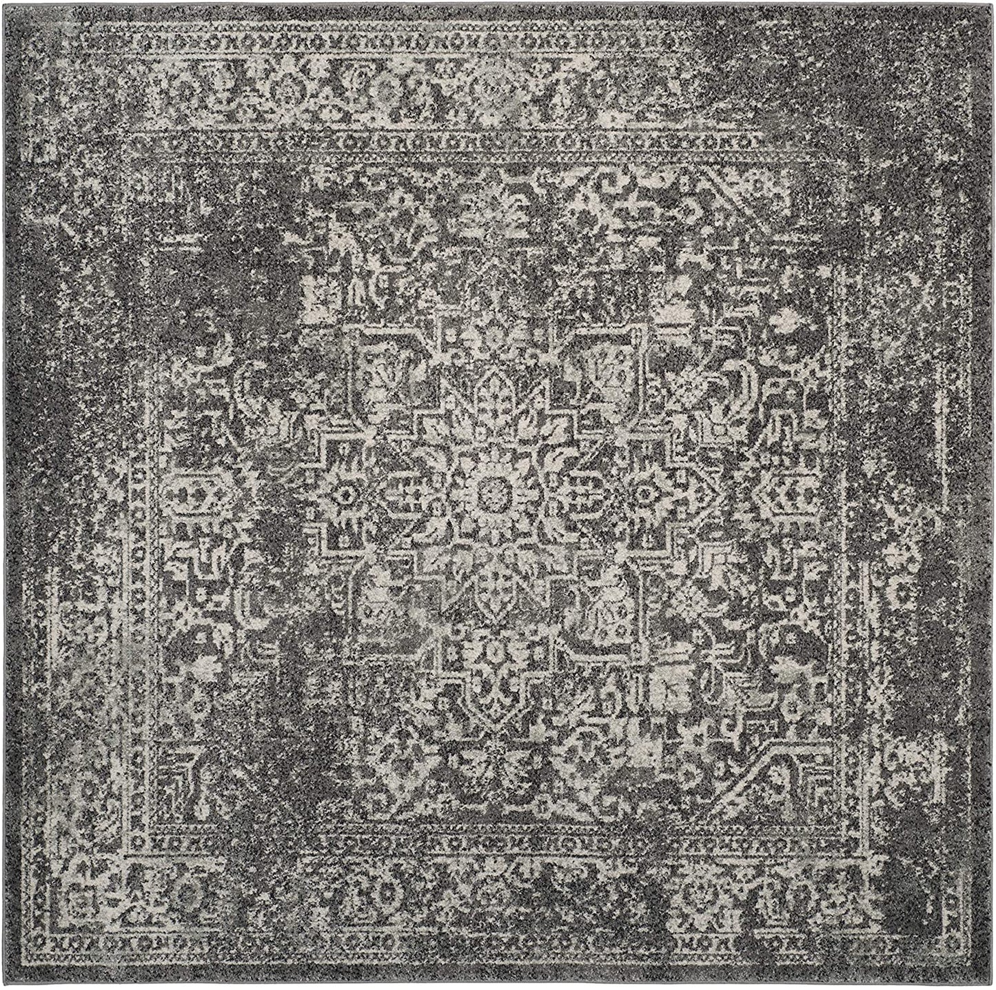 Vintage Oriental Grey and Ivory Area Rug