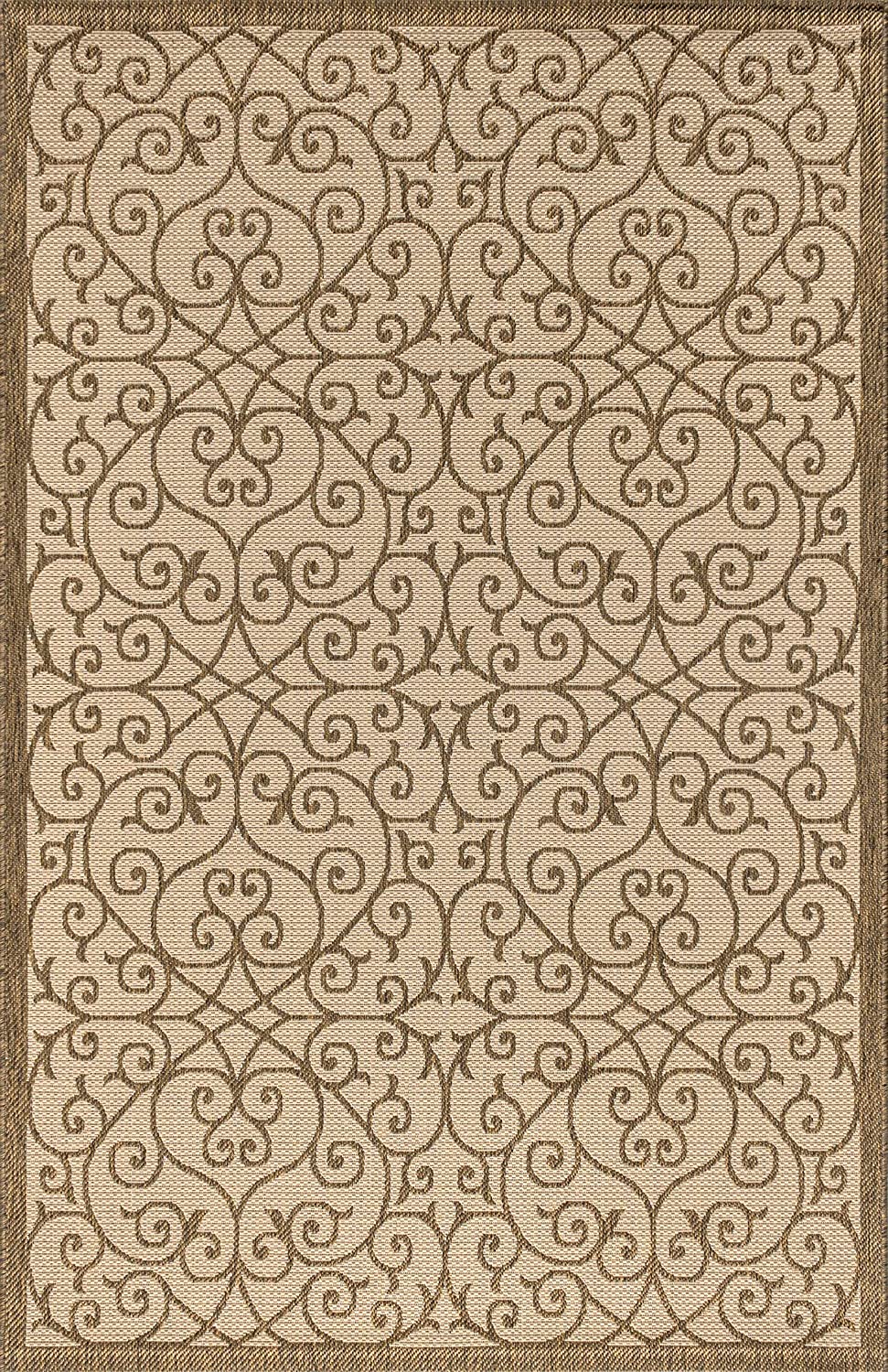 Madrid Vintage Filigree Textured Weave Indoor/Outdoor Beige/Brown Area Rug