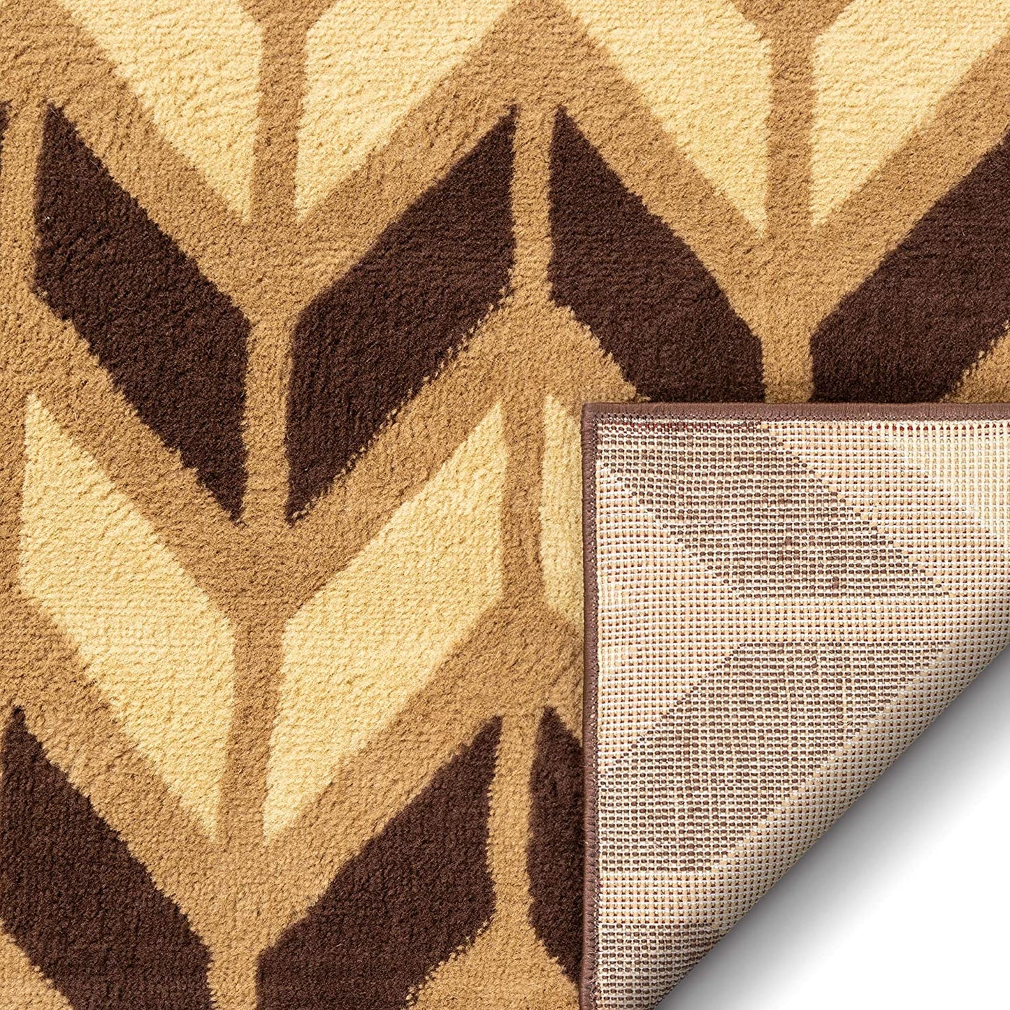 Chevron Beige and Brown  Area Rug Carpet