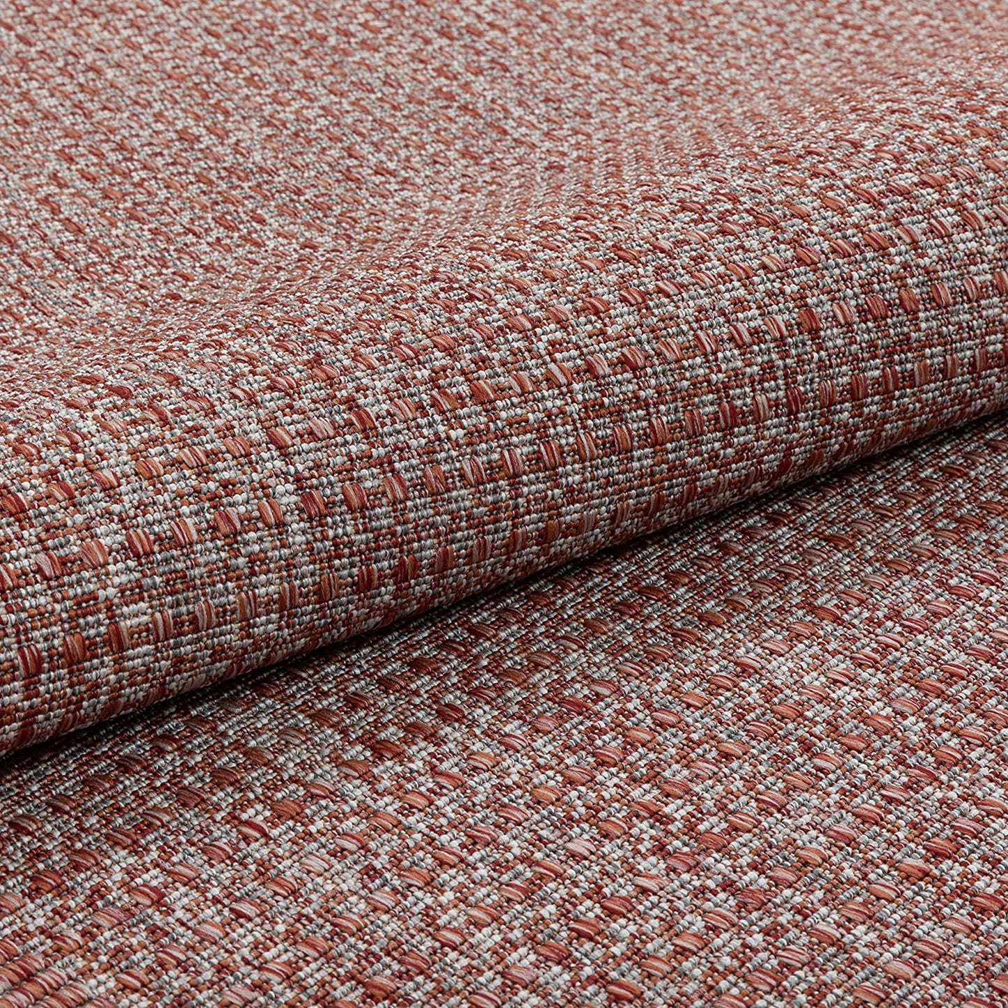 Coral Pink Indoor/Outdoor Flat Weave Pile Border Pattern Area Rug
