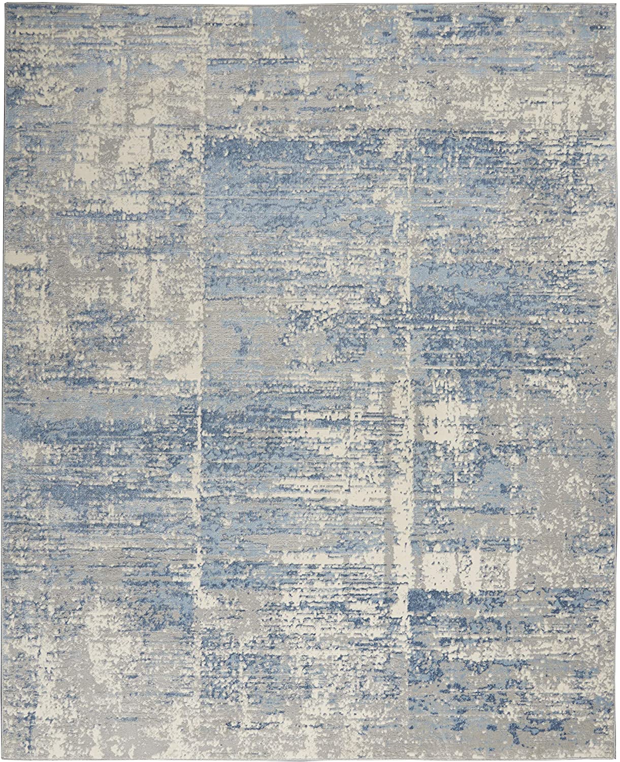 Solace Abstract Soft Area Rug, Ivory/Grey/Blue