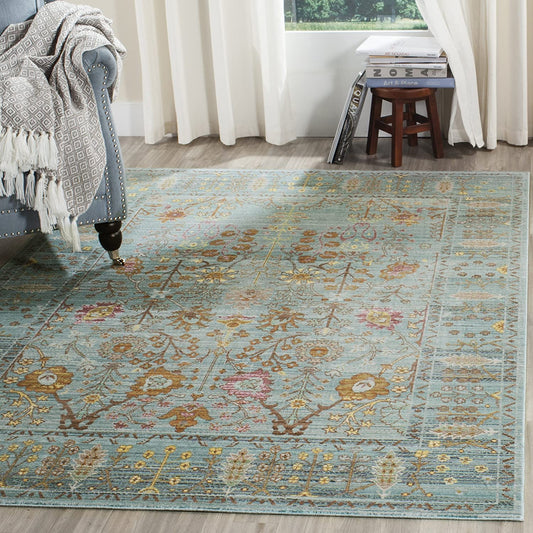 Boho Chic Distressed Area Rug, Steel Blue