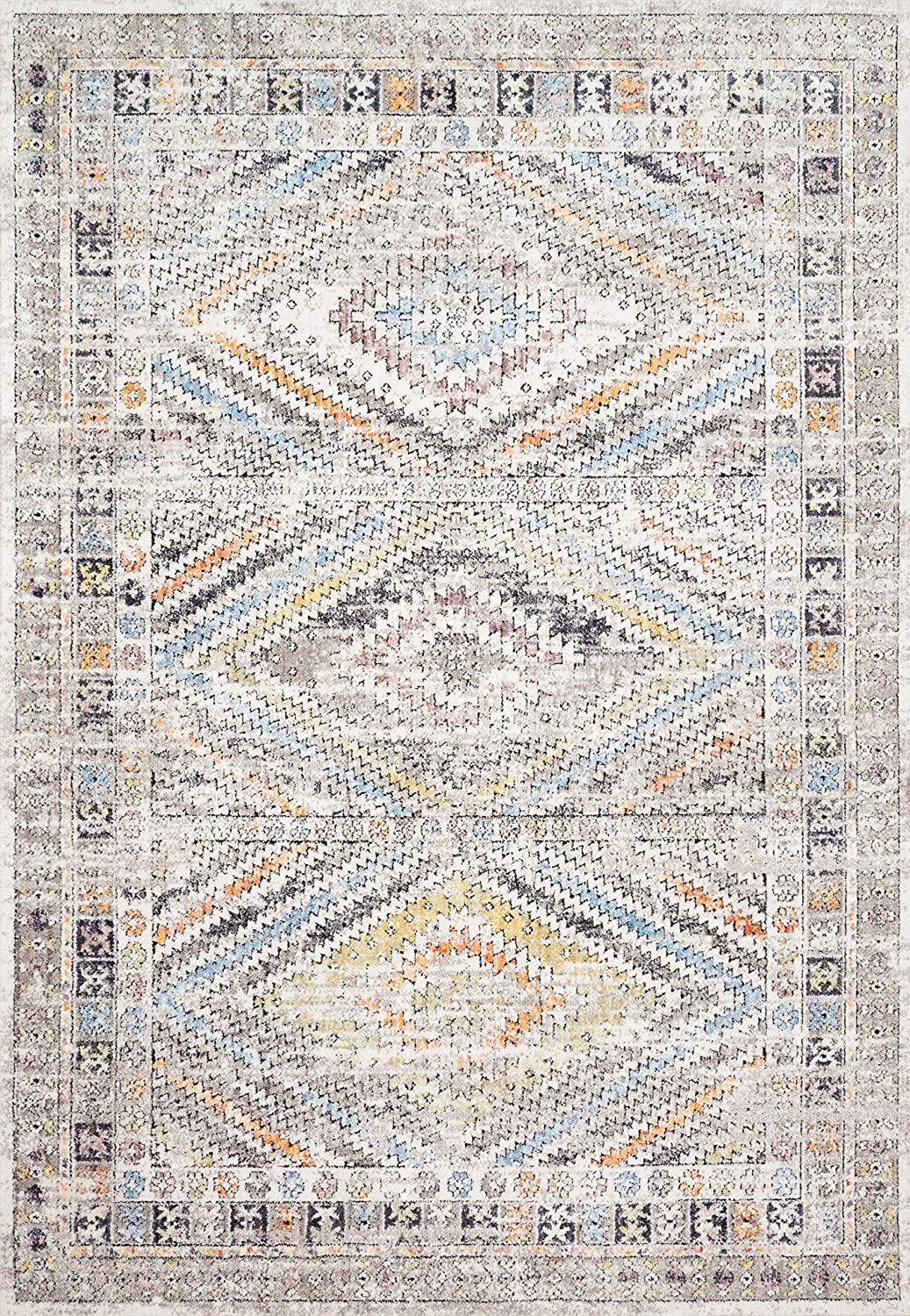 Dante Collection Soft Area Rug Ivory/Multi
