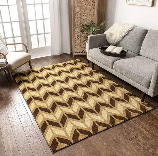 Chevron Beige and Brown  Area Rug Carpet