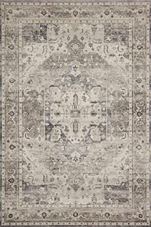 Loloi II Hathaway Collection HTH-05 Steel / Ivory, Traditional 7'-6" x 9'-6" Area Rug