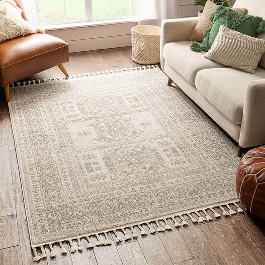 Caro Beige Tribal Medallion Area Rug