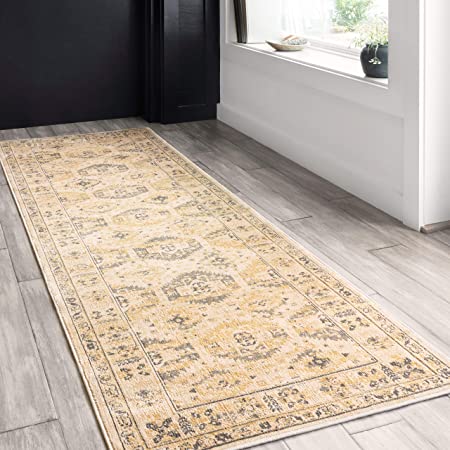 Loloi ll Isadora Collection Distressed Persian Area Rug, 2'-7" x 8'-0" Runner, Oatmeal/Multi