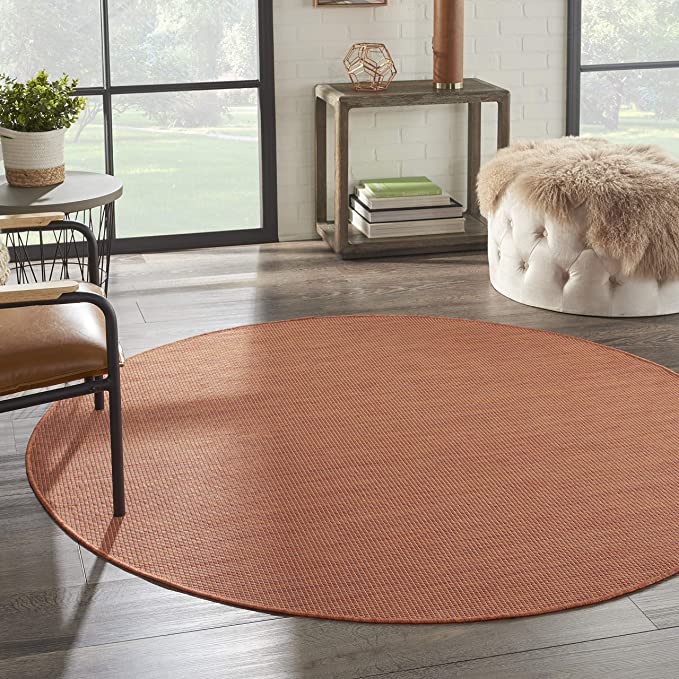 Flat-Weave Indoor/Outdoor Terracotta  Soft Area Rug