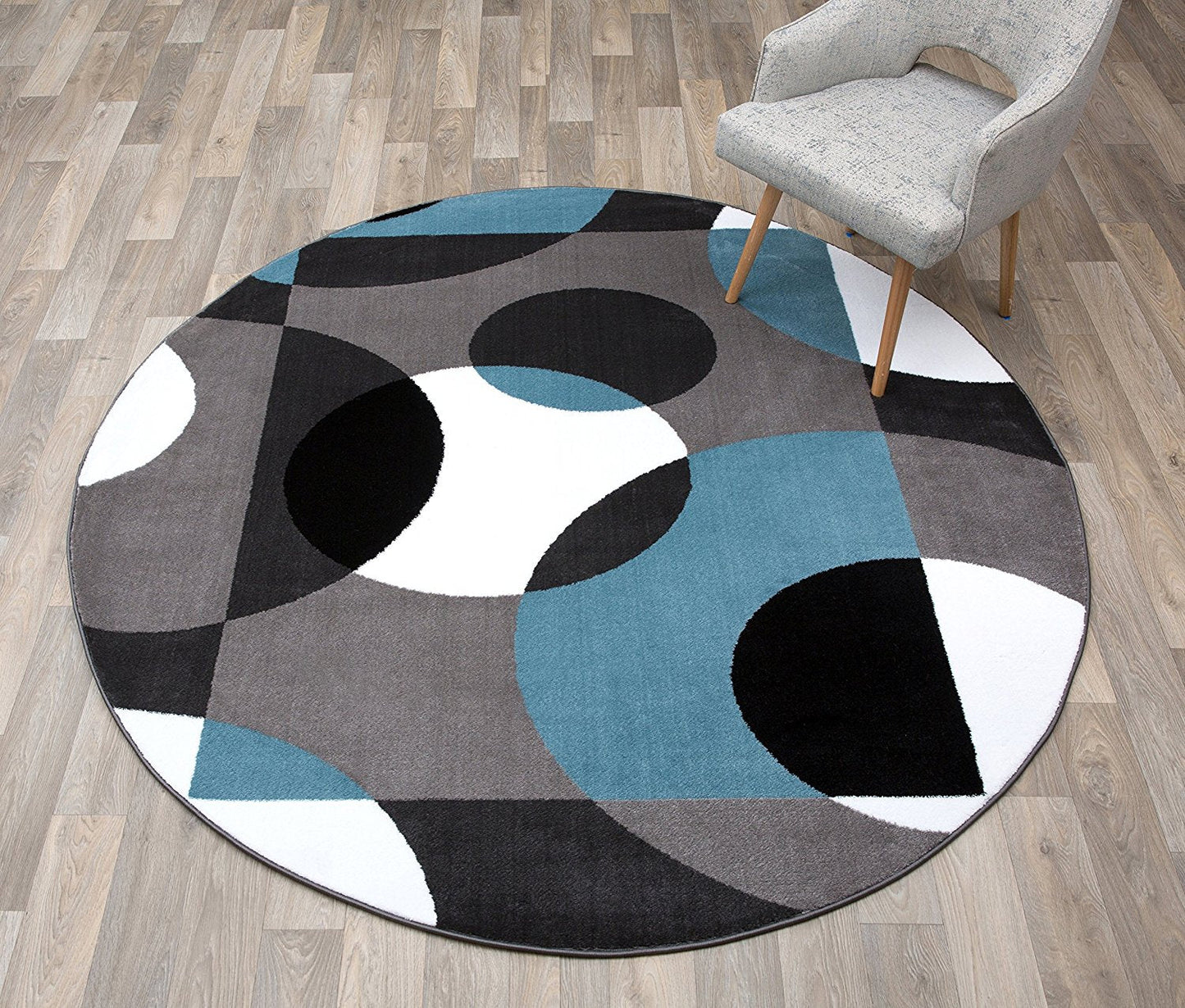 Circle Gray/Grey Blue Area Rug