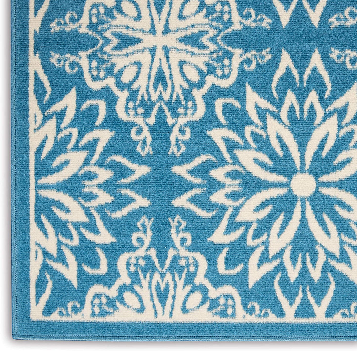 Transitional Floral Ivory/Blue Area Rug