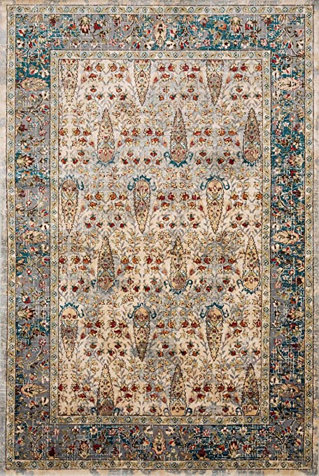 Loloi ll Isadora Collection Distressed Persian Area Rug, 2'-7" x 8'-0" Runner, Oatmeal/Multi