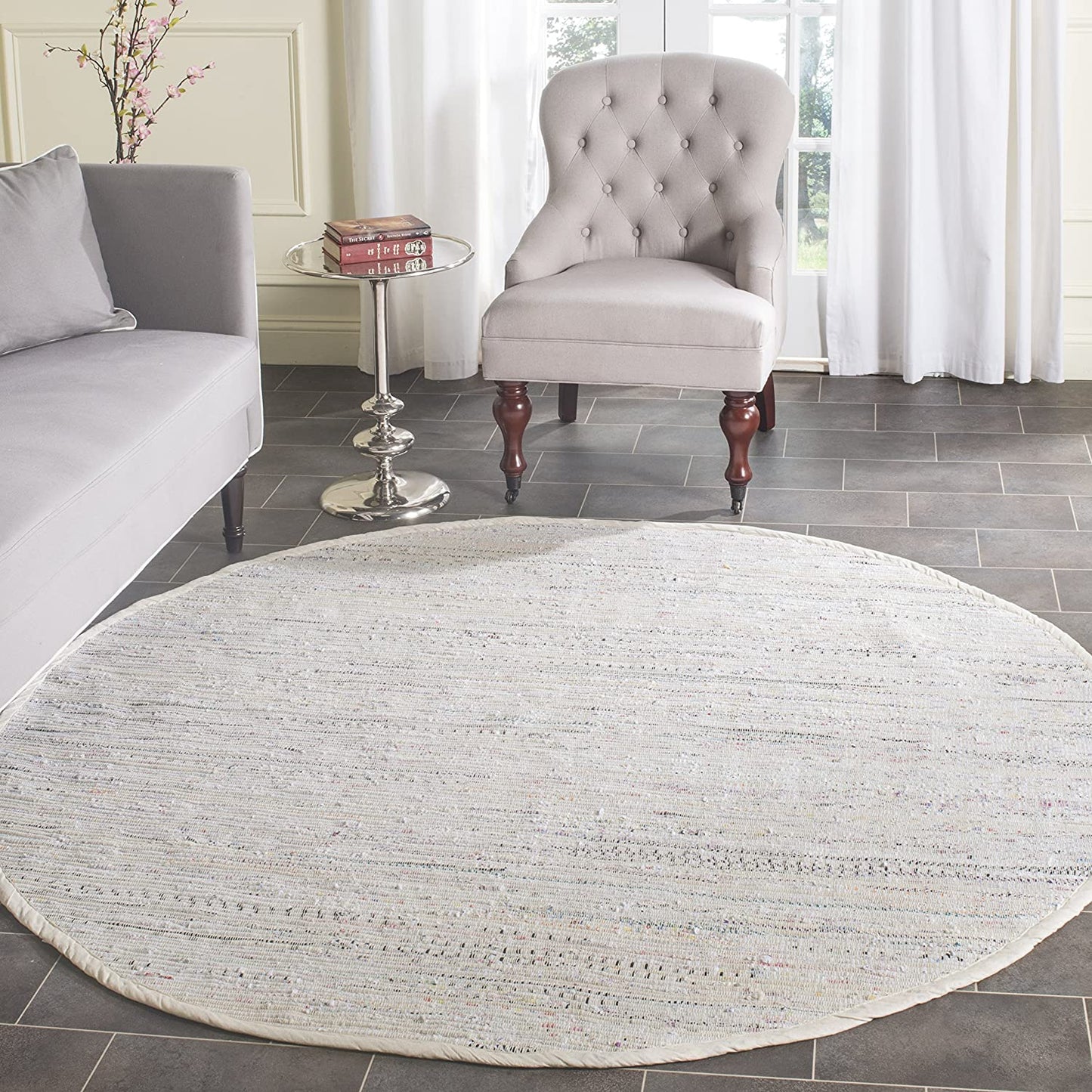 Hand Woven Ivory and Multi Cotton Area Rug