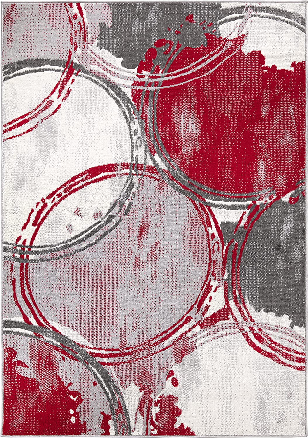 Evora Contemporary Modern Circles Area Rug