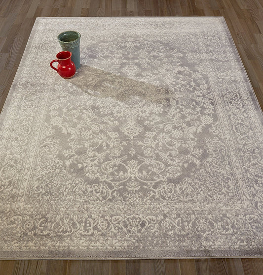 Oriental Design Gray/Grey/Ivory Area Rugs and Runners