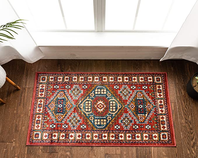 Perry Crimson Southwestern Medallion Area Rug