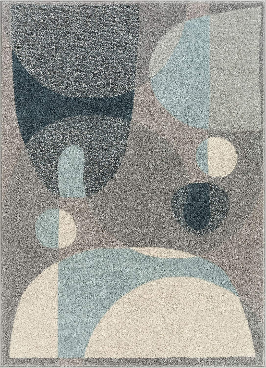 Modern Art Abstract Blue Grey Soft Area Rug