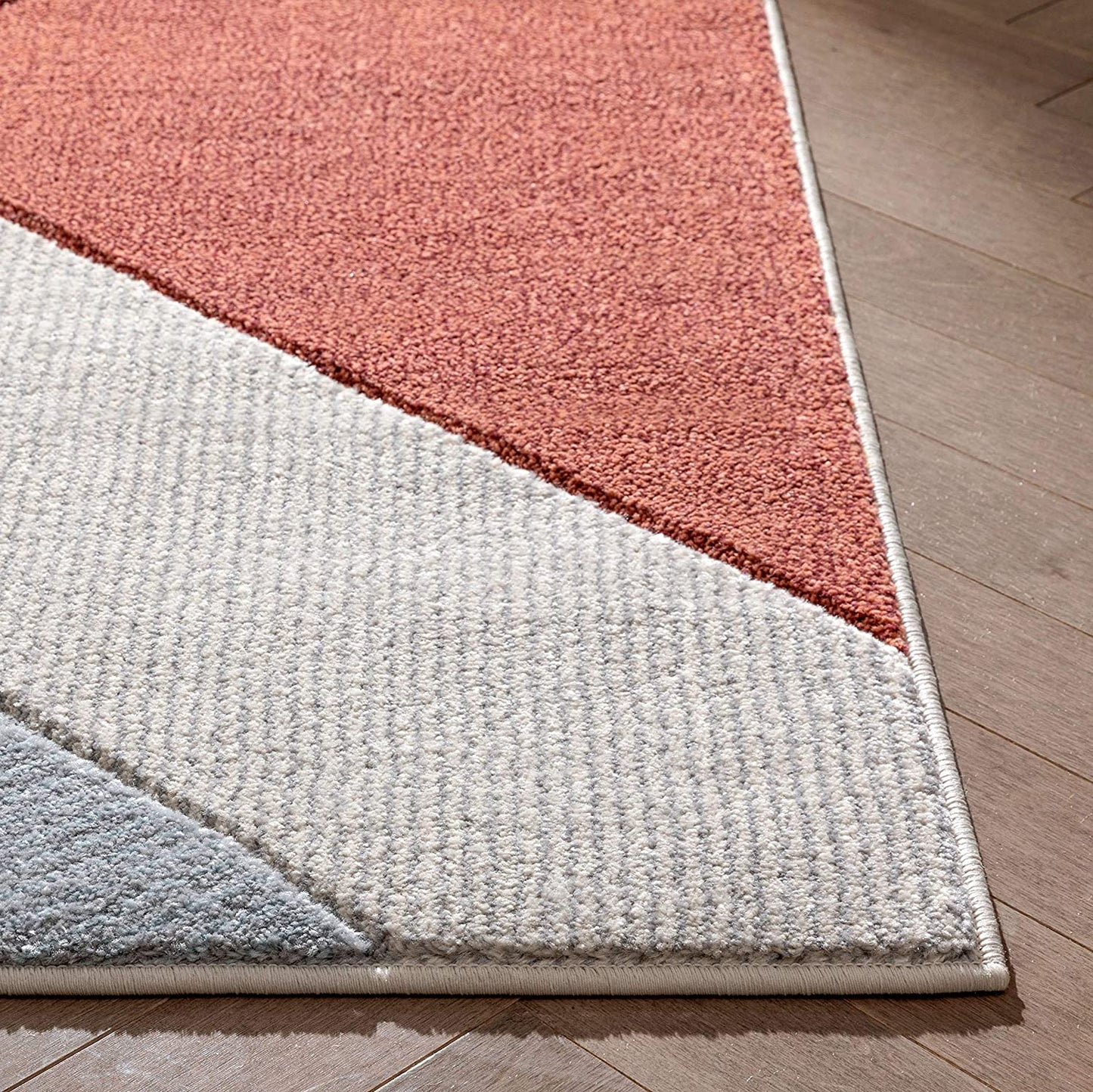 Multi Modern Triangle Boxes Beveled Pattern Area Rug
