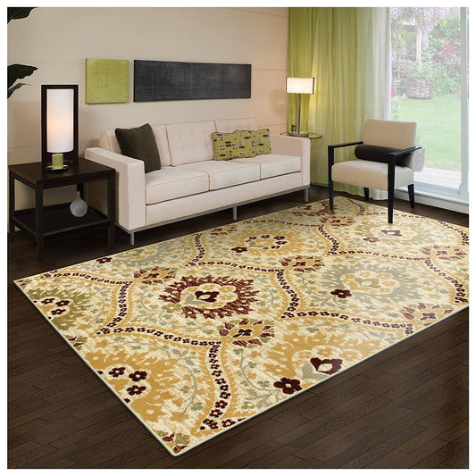 Beautiful Floral Camel Area Rug