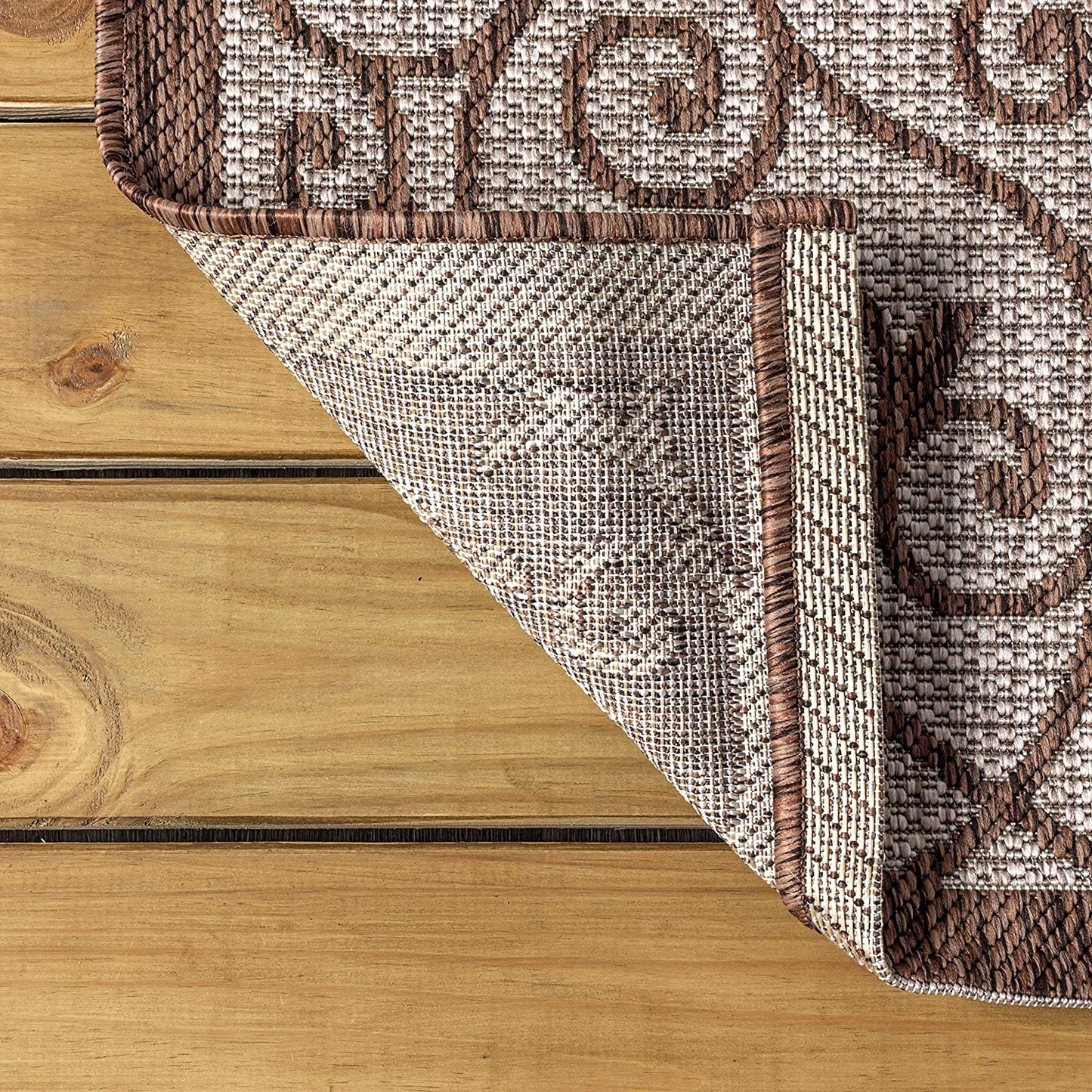 Madrid Vintage Filigree Textured Weave Indoor/Outdoor Taupe/Espresso Area Rug