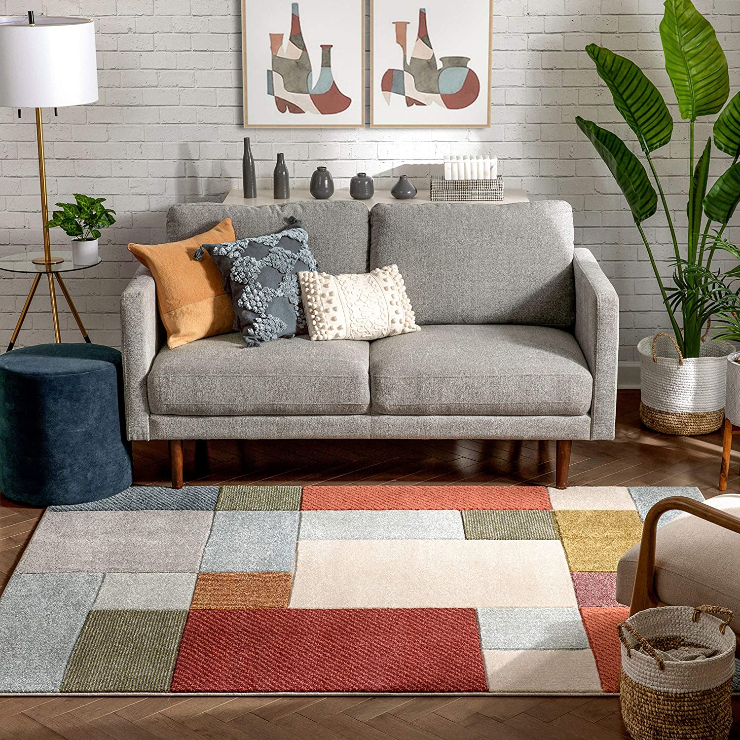 Modern Patterned Area Rug Multi-color Modern Geometric Boxes Pattern Area Rug – Joanna Home