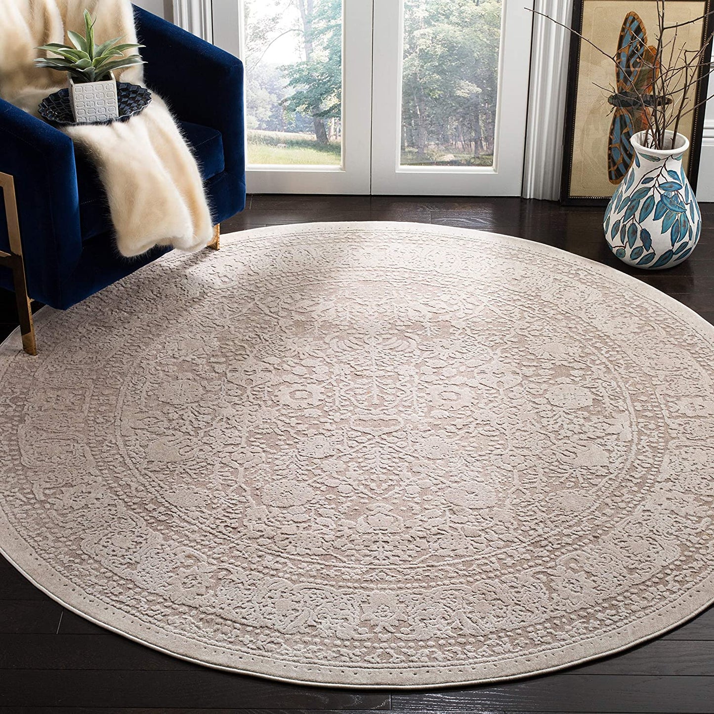 Reflection Collection Vintage Distressed Soft Area Rug Beige / Cream
