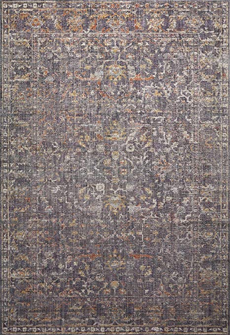 Chris Loves Julia x Loloi Rosemarie ROE-04 Graphite / Multi Oriental Area Rug 18" x 18" Sample Swatch