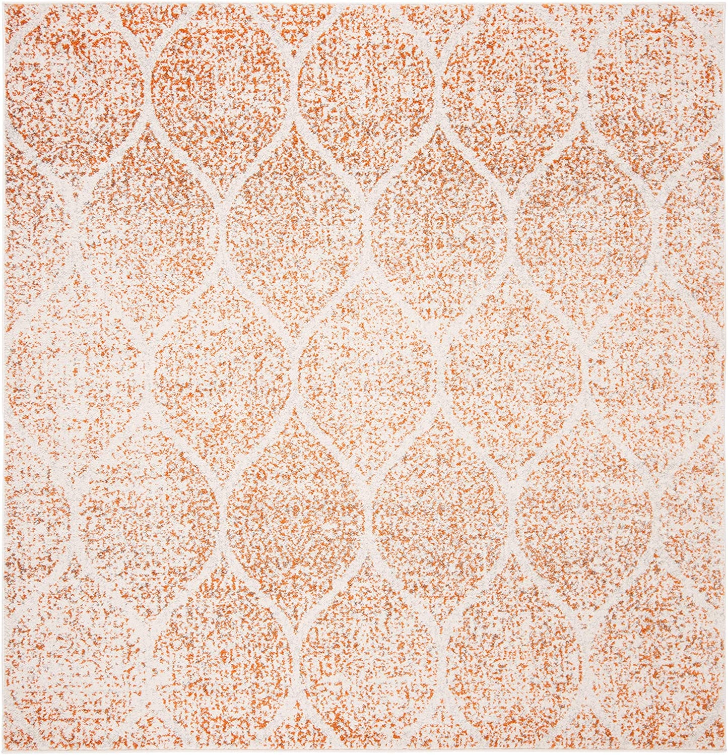 Geometric Trellis Distressed Cream/Orange Soft Area Rug