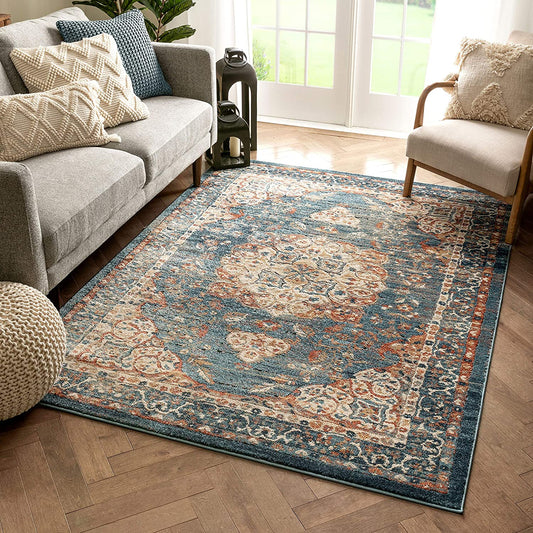 Blue Moroccan Tribal Soft Area Rug