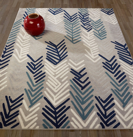 Contemporary Floral Gray/Grey/Navy/Teal/Beige Area Rugs