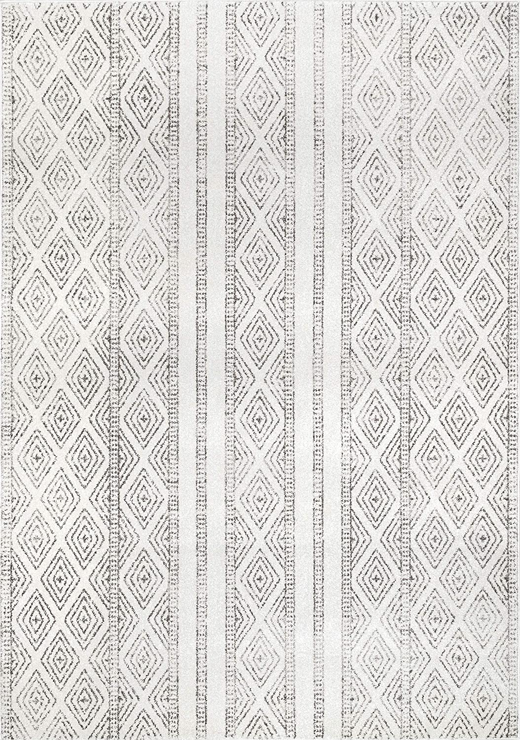 Diamond Pattern Ivory Grey Soft Area Rug