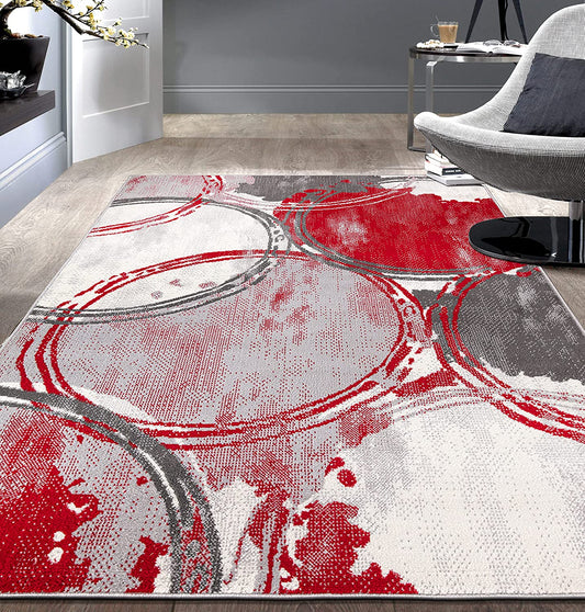 Evora Contemporary Modern Circles Area Rug