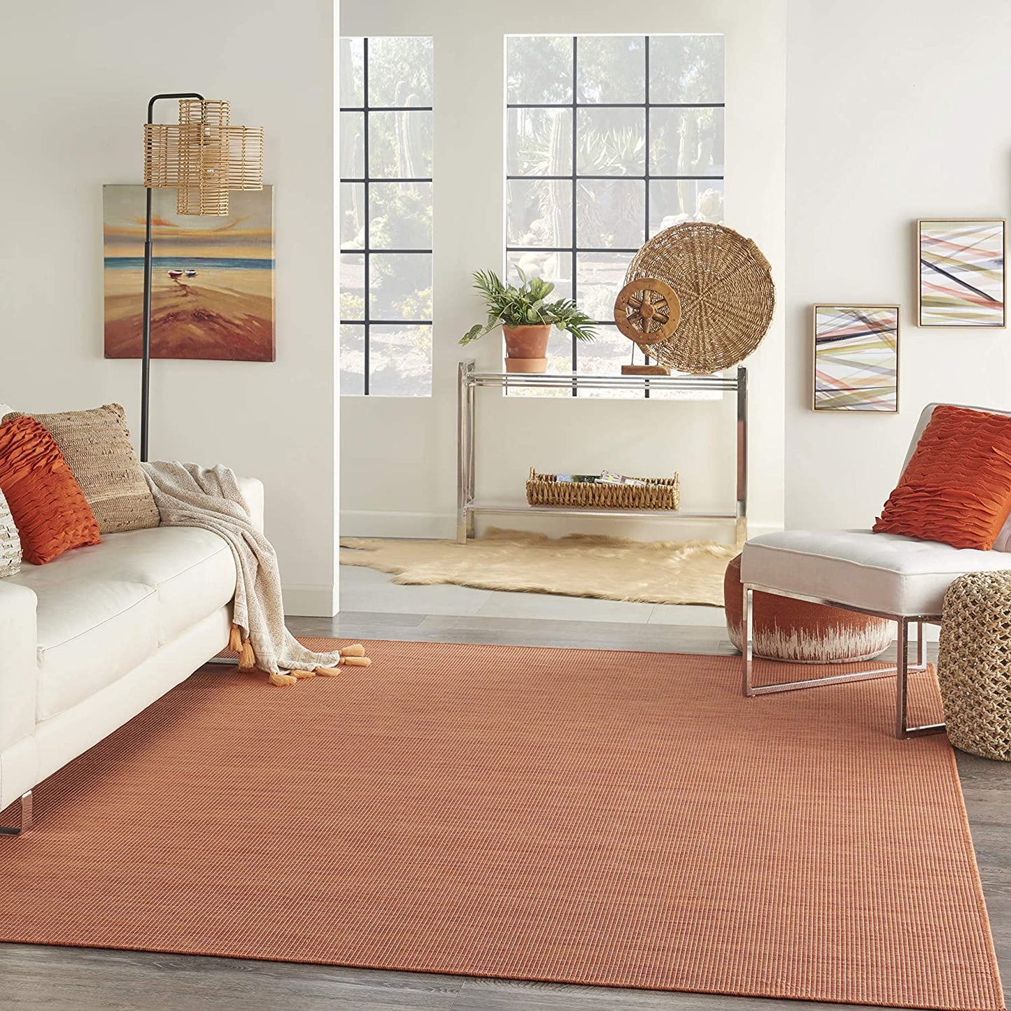 Flat-Weave Indoor/Outdoor Terracotta  Soft Area Rug